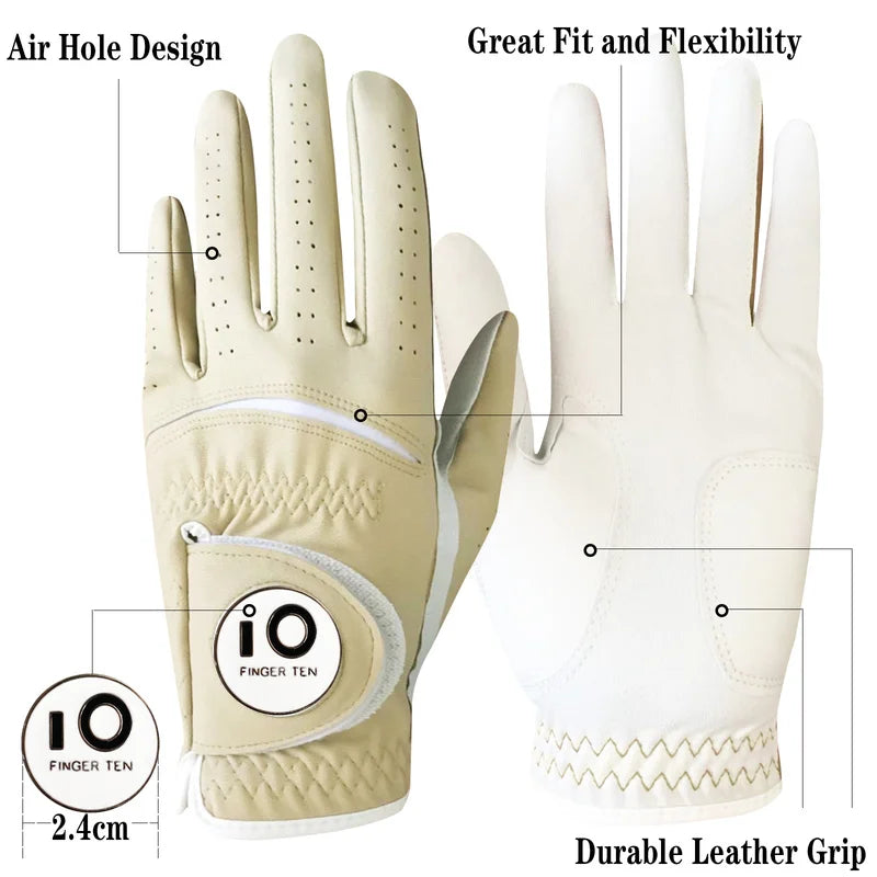 Oneside Men's PU Leather Golf Gloves — All-Weather (2 Pack)