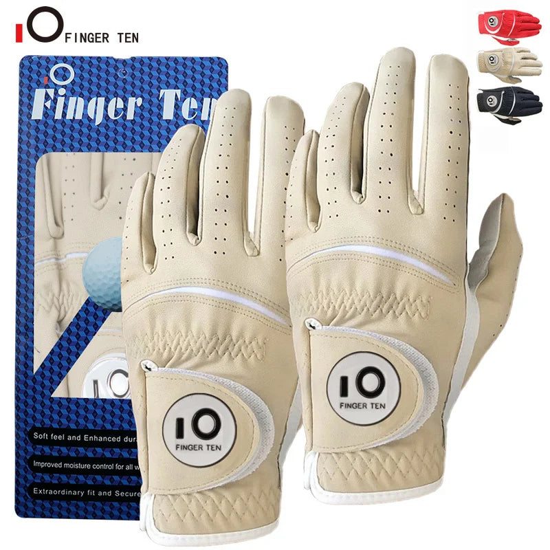 Oneside Men's PU Leather Golf Gloves — All-Weather (2 Pack)