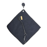 Oneside 25cm Golf Towel + Brush — Double-Sided Microfibre